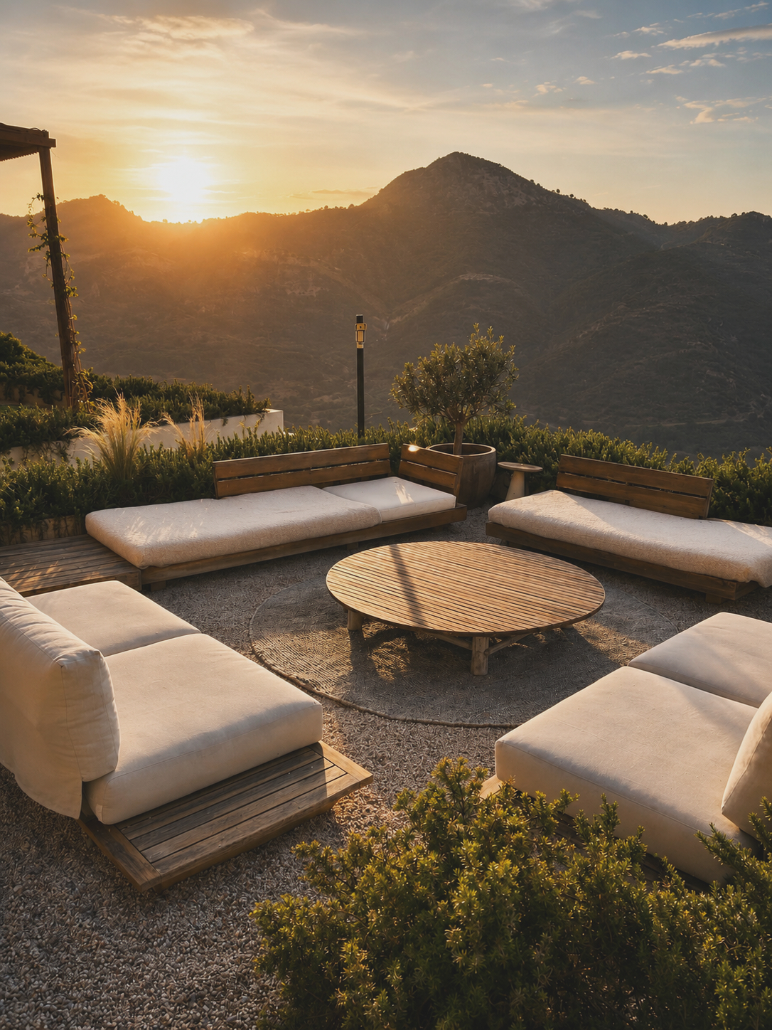 Marbella terrace staged to golden hour